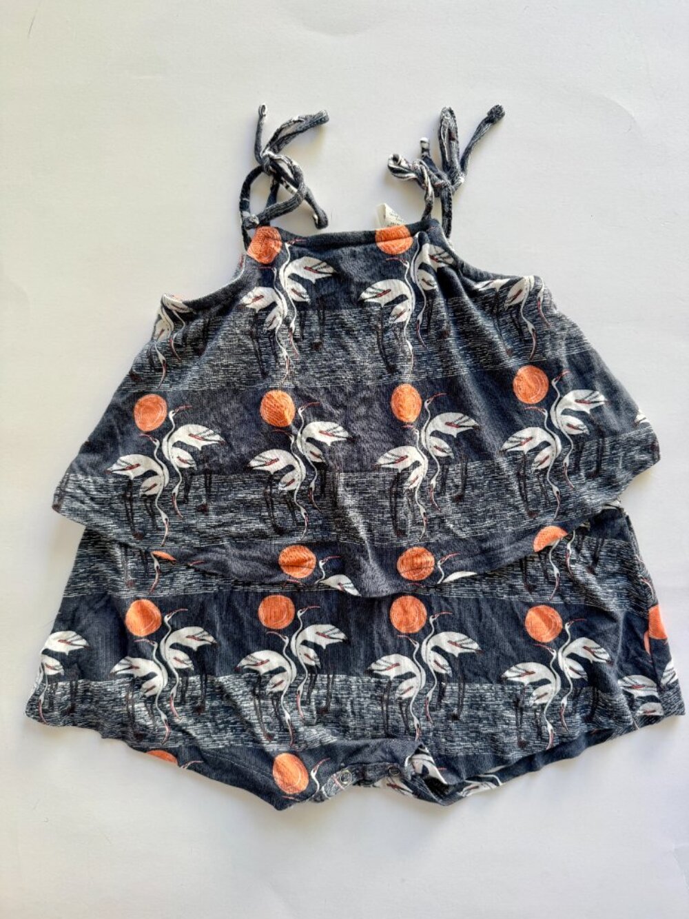 Kate Quinn Bamboo Crane Tie Strap Romper 18-24M
